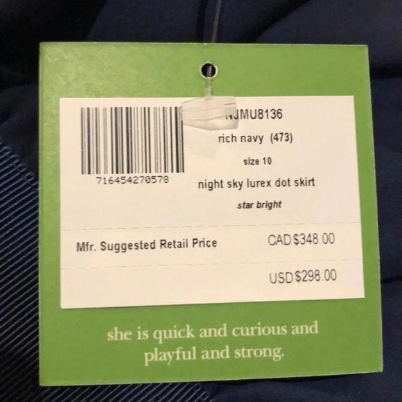 Kate Spade silk navy night sky lurex dot skirt, 10 - Picture 6 of 9